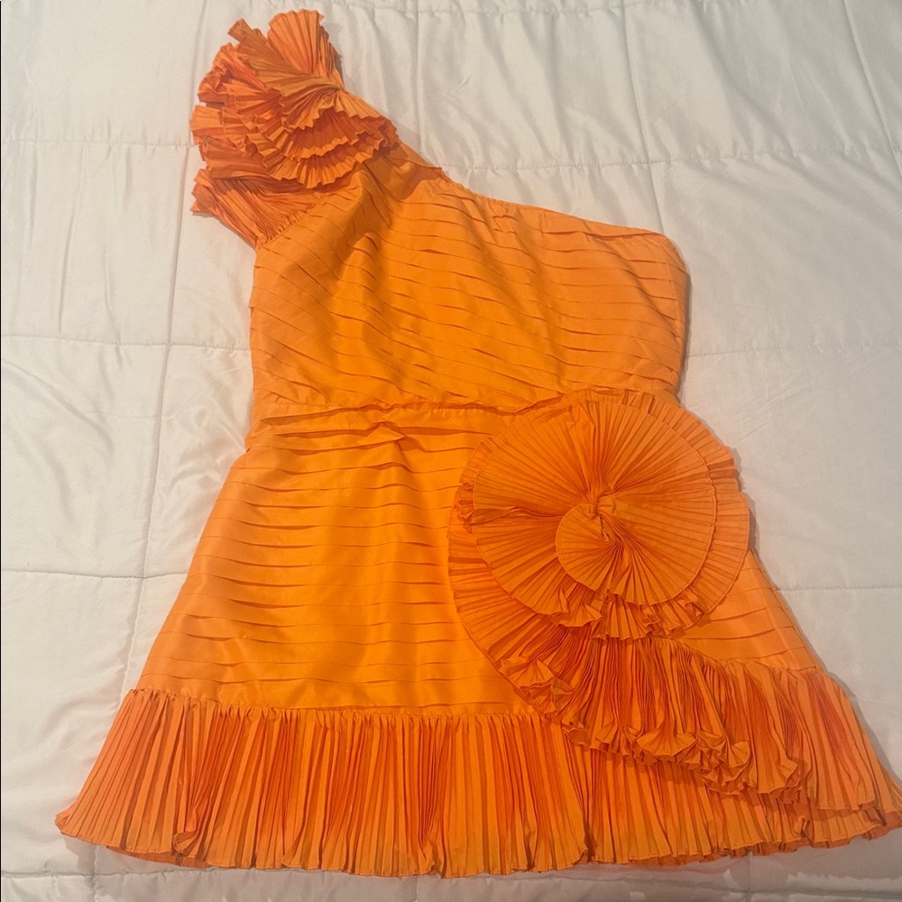Orange One-Shoulder Mini Dress